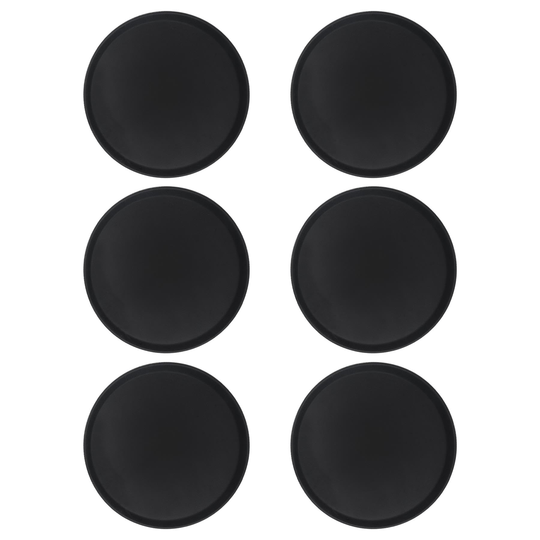 Argon Tableware Black Round Trays - 35Cm - Pack Of 6 - Reusable Rubberized Surface Non Slip Serving Tray For Serving Food, Drinks At Parties, Bars, Restaurants And Home