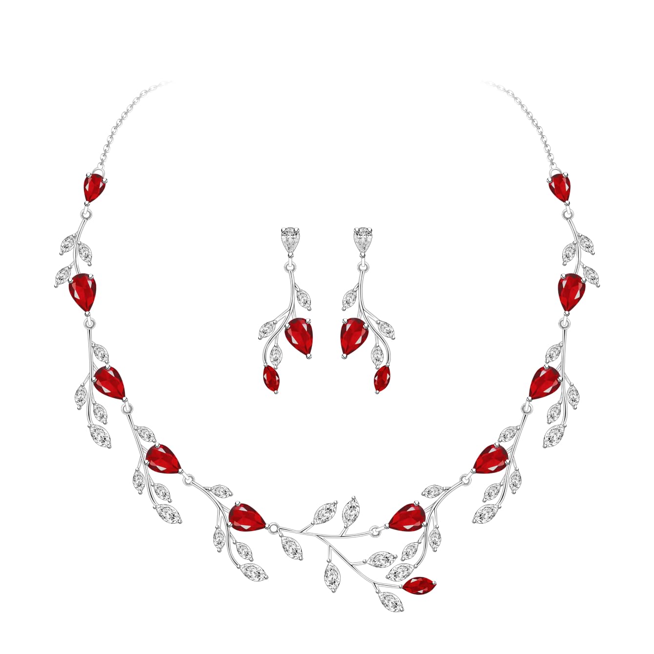 LMXXVJ Wedding Jewelry Set for Women,Teardrop Cubic Zirconia Necklace Earrings Adjustable Ring Bracelet Jewelry Set Formal Jewelry Gift