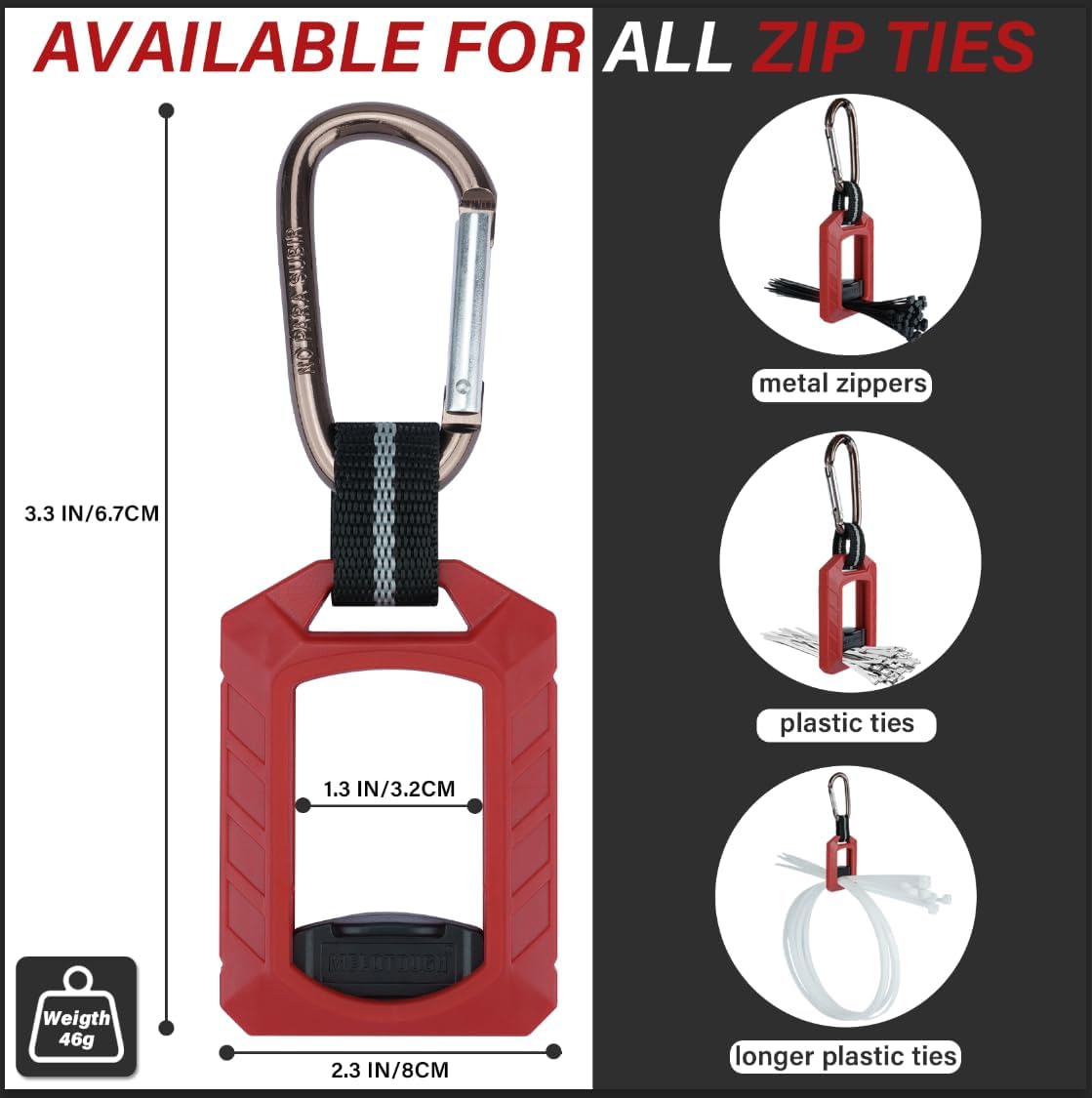 Melotough Zip Tie Organizer Band,Zip Tie Holder,Reusable,Cable Tie Bracket for Multi-Purpose Indoor and Outdoor Use,Red,1Pcs