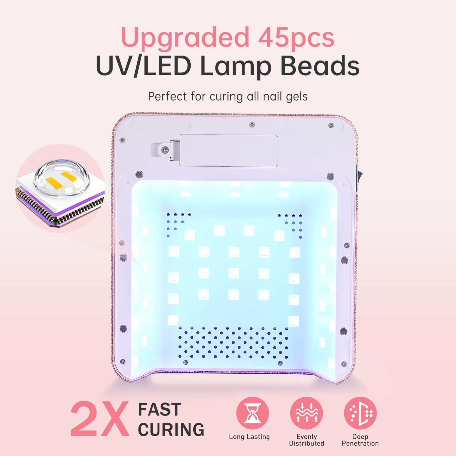Lámpara de uñas profesional con 4 Temporizadores, Pantalla LCD, Sensor