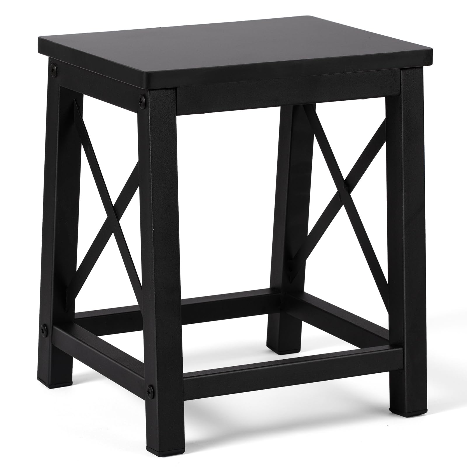 HDANI Taburete de Madera para Adultos y niños,Marco de Metal Estable,Soporta hasta 220 kg, Escalera Resistente con Patas Antideslizantes,Taburete para Cama Alta,Cocina,Baño,Negro