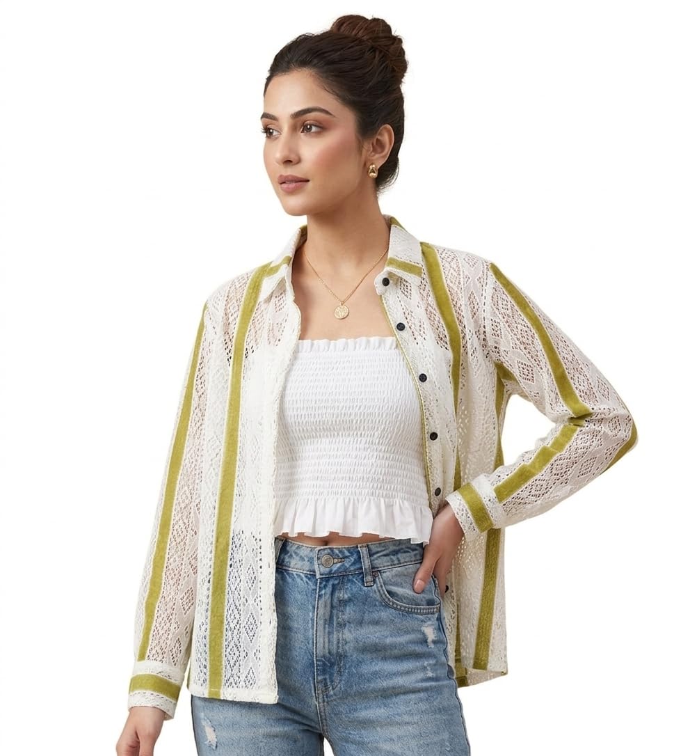 Shobha Collections Cotton Net Casual 2 Pcs Top| Fancy Net Top Set for Women | Casual & Festive Shrug Set for Girls and Women-picture-10