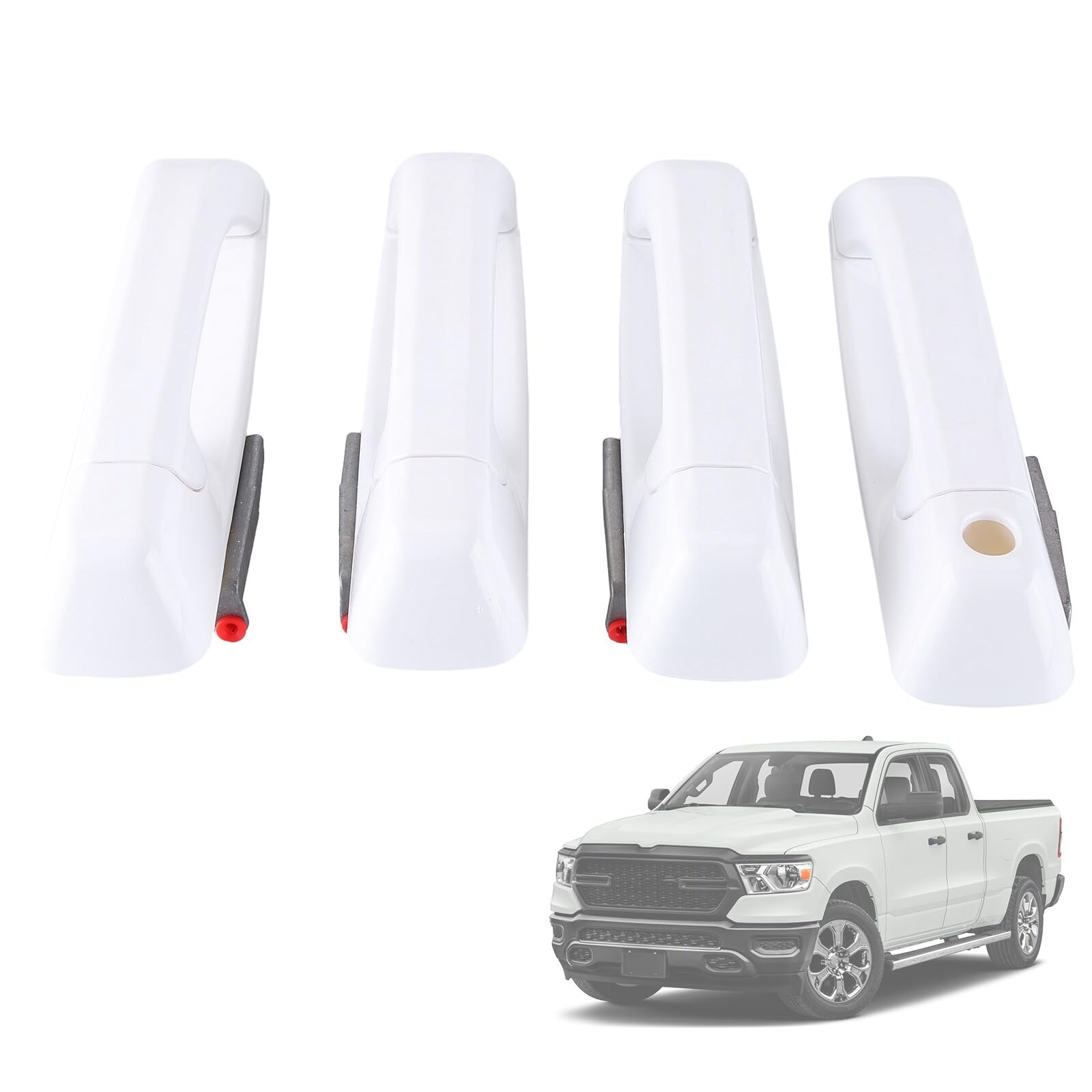 Fauful 4 Manijas De Puerta Blancas Brillantes Para Dodge Ram 1500,2500,3500 2019-2021 1GH21GW7AF