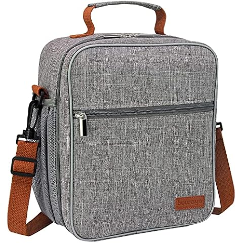 buways Lunch Box, Insulated Lunch Bag for Men, Adults, Women, Durable & Spacious Lunchbox for Work, Picnic, Hiking - 25% LARGER Greater Storage (Grey) Cover