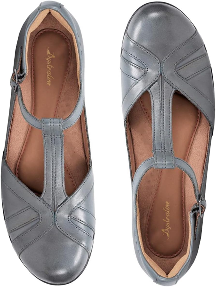 Women Silver Low Heel Mary Jane Oxford Shoes Round Closed Toe Ankle T-Strap Dress Sandals Chunky Block Heels Cutout Mary Jane Pumps Buckle Patchwork Work Office Ladies Matte Grey 8 - Image 4