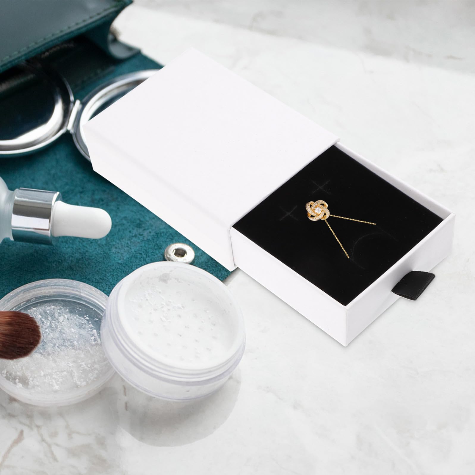 Angoily Scatole Regalo per Gioielli Design a Cassetto, Confezione da 20 Pezzi in Carta Bianca, Organizer Semplice e Funzionale per Anelli, Orecchini e Collane