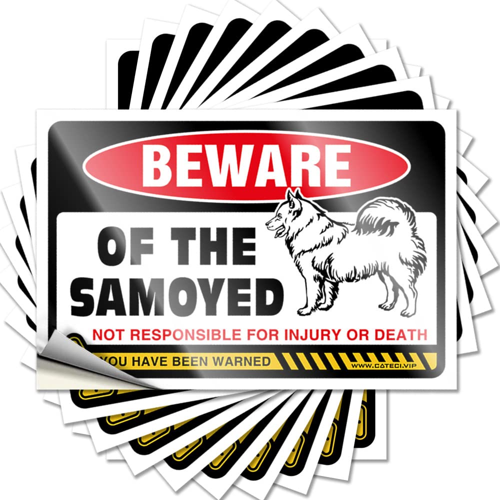 Car Stickers Funny Beware of Samoyed Funny Sticker 10 Pcs Funny Bumper Stickers Inappropriate Stickers(6X9CM)