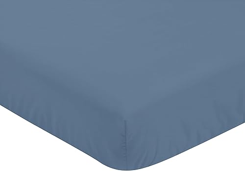 Miniatura 3 de Sweet Jojo Designs Sábana bajera ajustable para cuna de bebé, color azul pizarra, para recién nacido, habitación de bebé, colchón estándar, acero