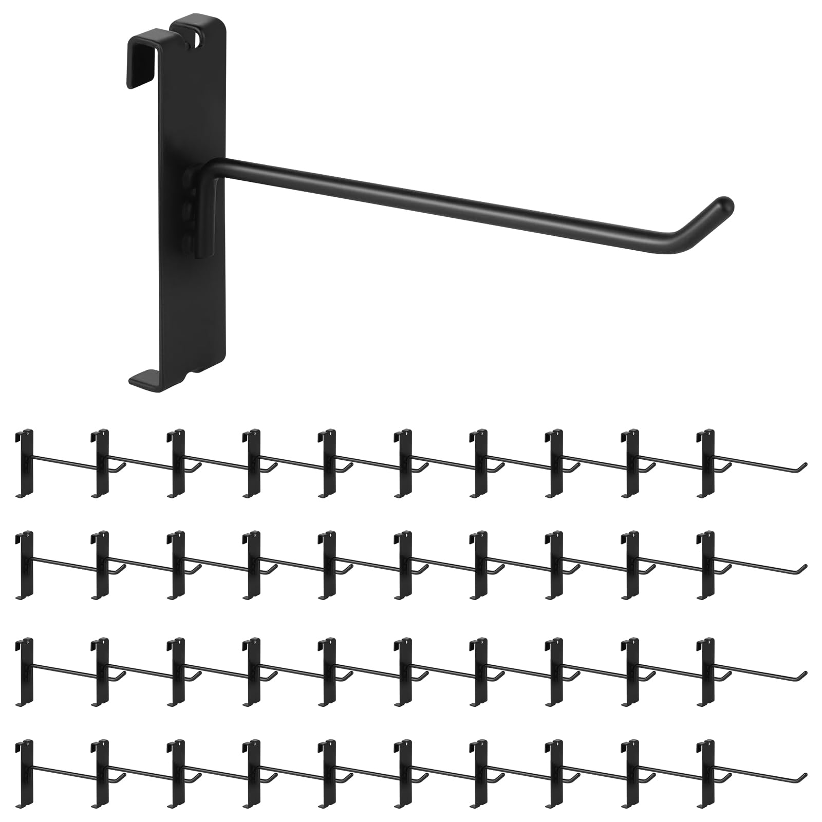 Set di 40 ganci assortiti da 15,2 cm, griglia in metallo nero, ganci per appendere pannelli da parete, per garage, negozi, magazzini, diametro del filo 5 mm