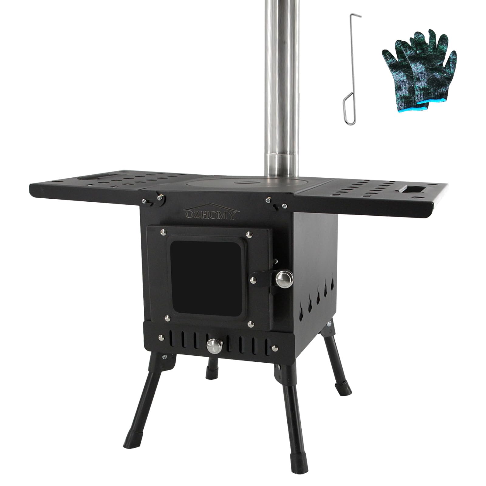 OZHOMY Camping Stove Portable Camp Wood Burning Stove Dual Interior ...