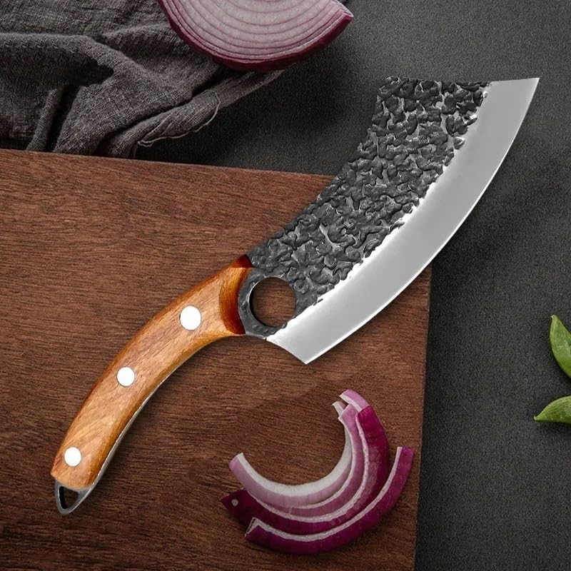 Meat Cleaver,Cleaver Knife 7 Inch Forged Kitchen Knife Handmade Meat Cleaver Stainless Steel Full-Tang Butcher Boning Fishing Knife Cooking Cutter Knives (Color : Style A), LAMAJIGA5844