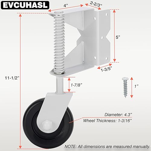 Miniatura 8 de Rueda de puerta, rueda de puerta con resorte, rueda de madera resistente, kit de rueda de soporte de puerta giratoria de 360 grados, 4-12 pulgadas,