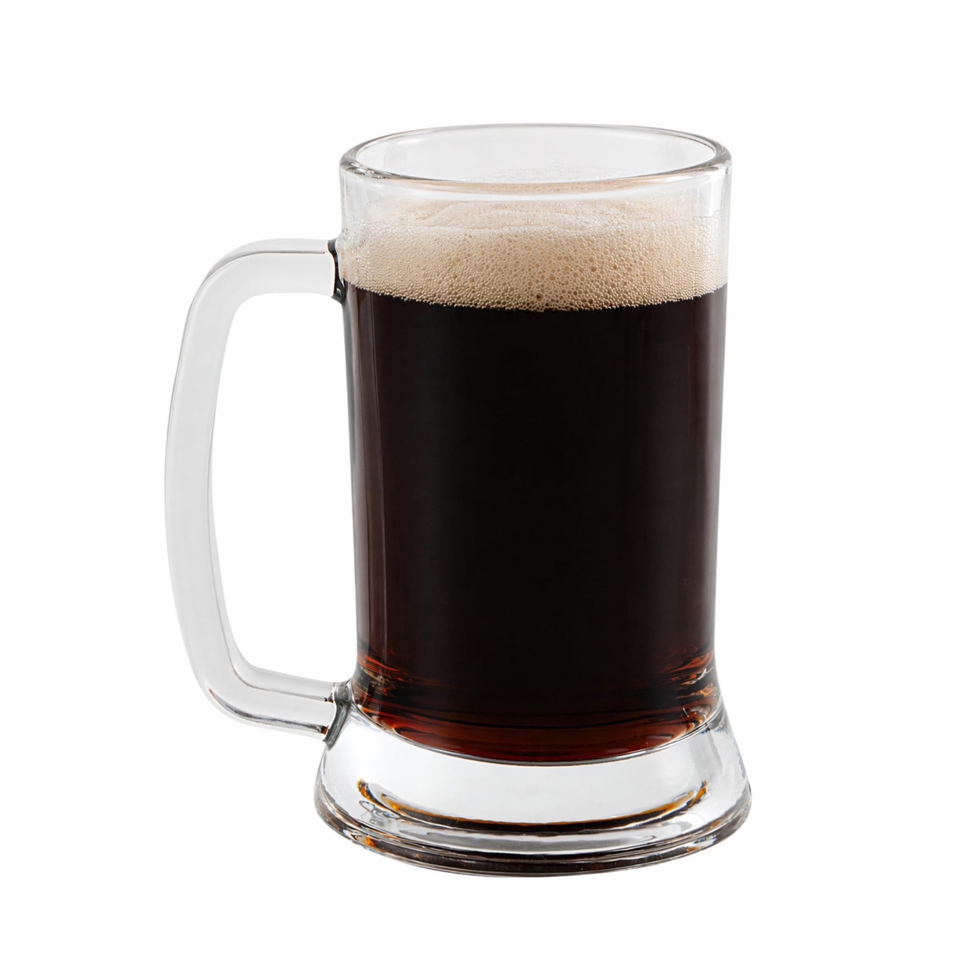 Restaurantware - Vetri - Tazas de cerveza de 473 ml, 24 vasos de cerveza lavables en lavavajillas con asa, sin plomo, base pesada, vasos grandes de vidrio transparente, para bares, restaurantes, hogar
