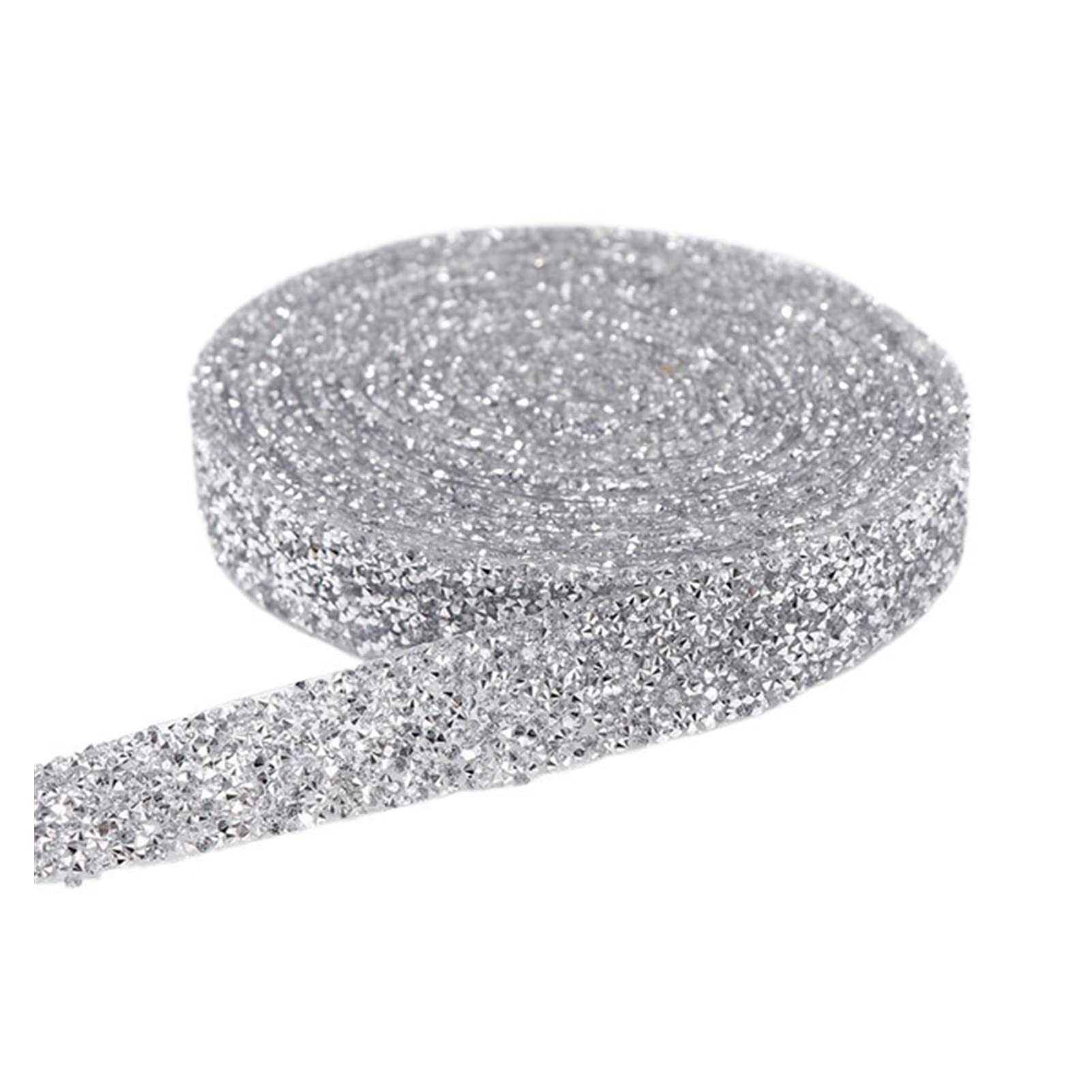 ACiyD Mehrzweck-3-Yards-Nähborte, Kristallmotiv, glänzendes Harz, Strassbandapplikationen für Kleider, Kleidung, Schuhe, 1/1,5/2/3 cm, zum Basteln von Geschenkverpackungen (Transparent Weiß 1,5 cm)
