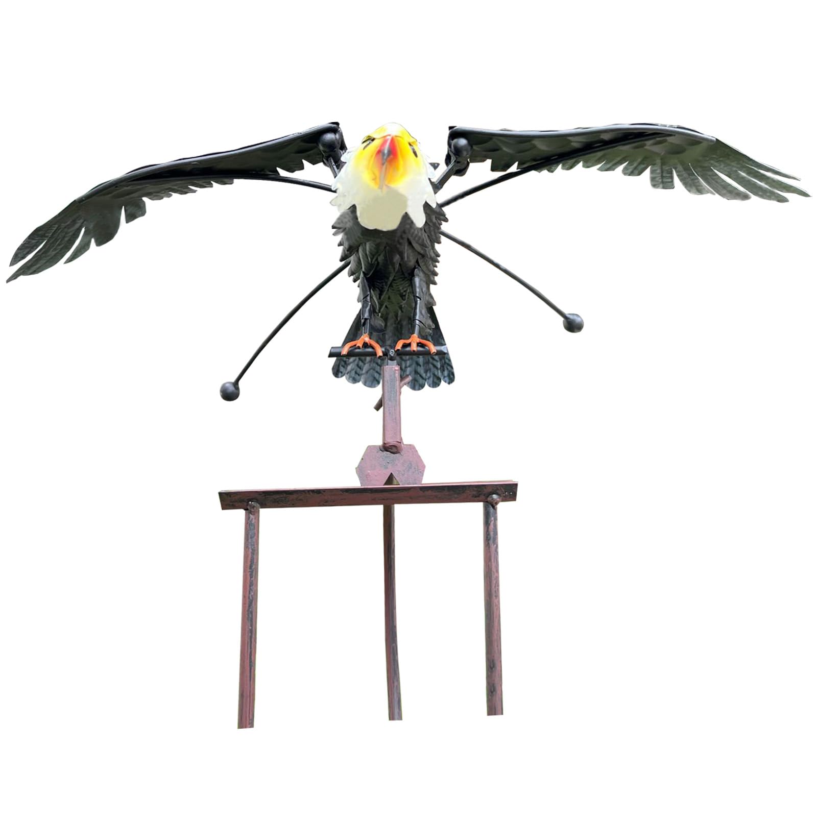 Kingbar C Owl Garden Stake, Metal Flapping Wing Owl Wind Spinner, Realisti Iron Animal Bird Sculptures For Outdoor, Yard, Lawn Decor,