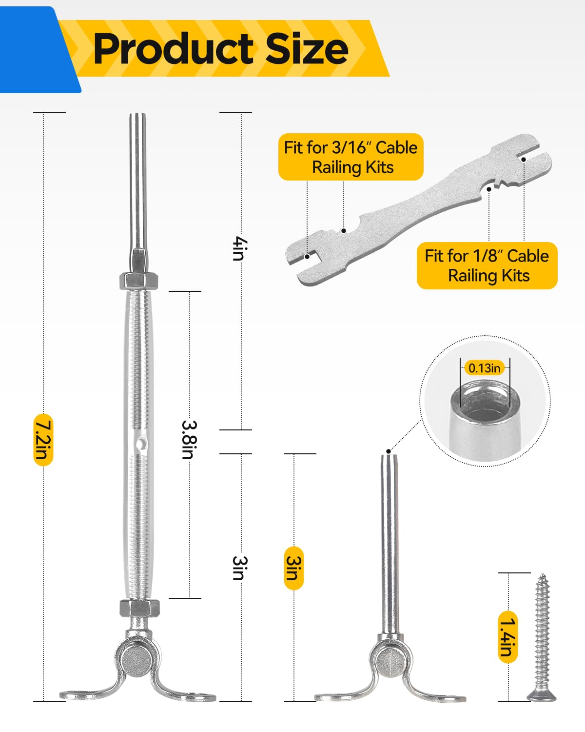 Snapklik.com : Jooyle 16 Pairs T316 Stainless Steel Cable Railing ...