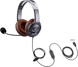 EMAIKER USB Type C Headphones Over Ear Headphone USB C Headset with Noise Cancelling Microphone with Mic Mute Button Audio Control, Works with PC Laptop Cell Phones