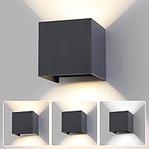 FUPE LED 15W Lampada da Parete Esterno, Interno Regolabile 3 colori Cubo 11CM IP65 Impermeabile Lampade da Esterno Parete Applique Esterni Quadrata Angolo del Fascio Regolabile Moderne Antracite