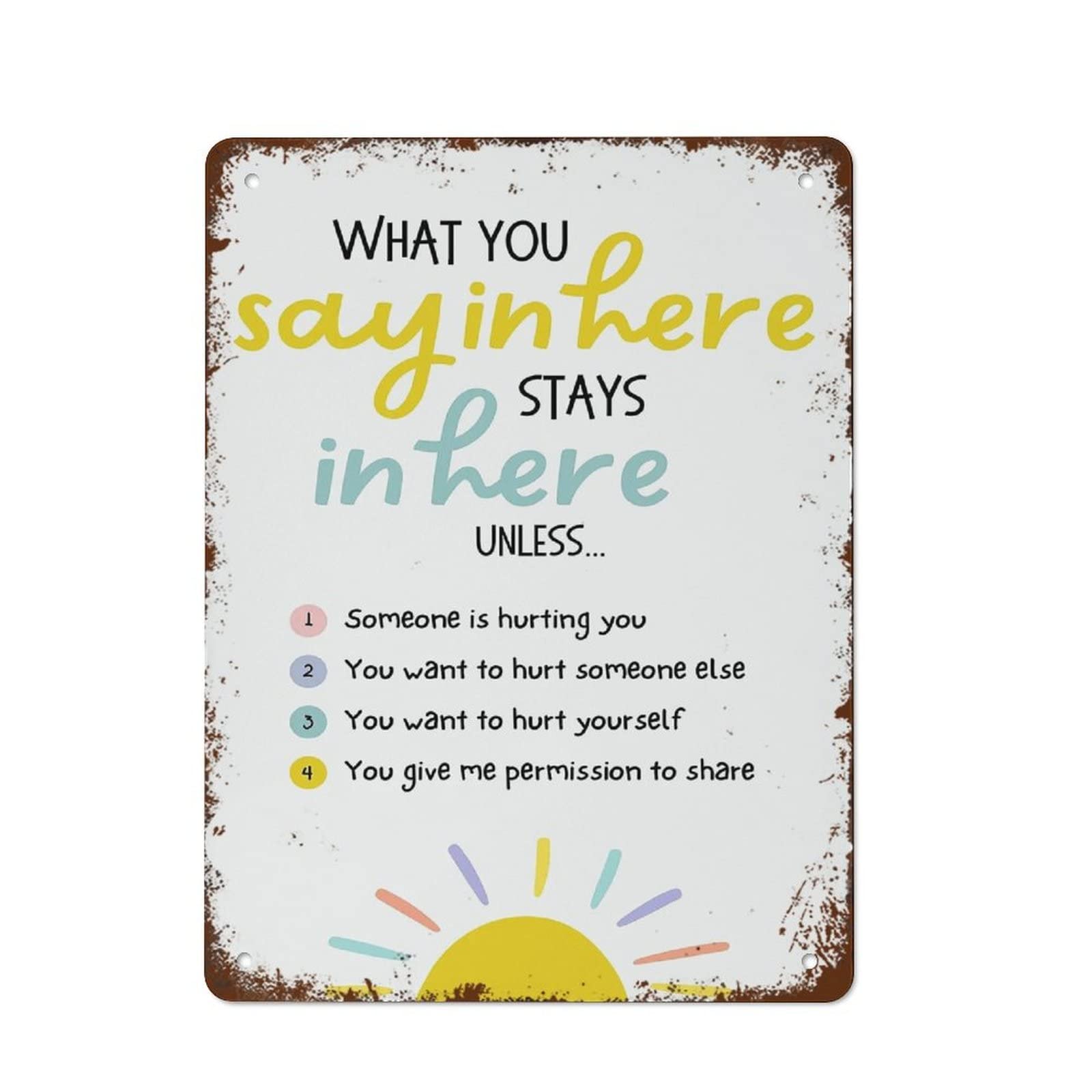 Yepyayqvk Tin Sign 355 What You Say In Here Stays In Here Metal Tin Sign Decor Therapy Office Decor Plaque Tin Sign For Home Kitchen Wall Bar Coffee Shop Decor Plaque Tin Sign 6X8 Inch