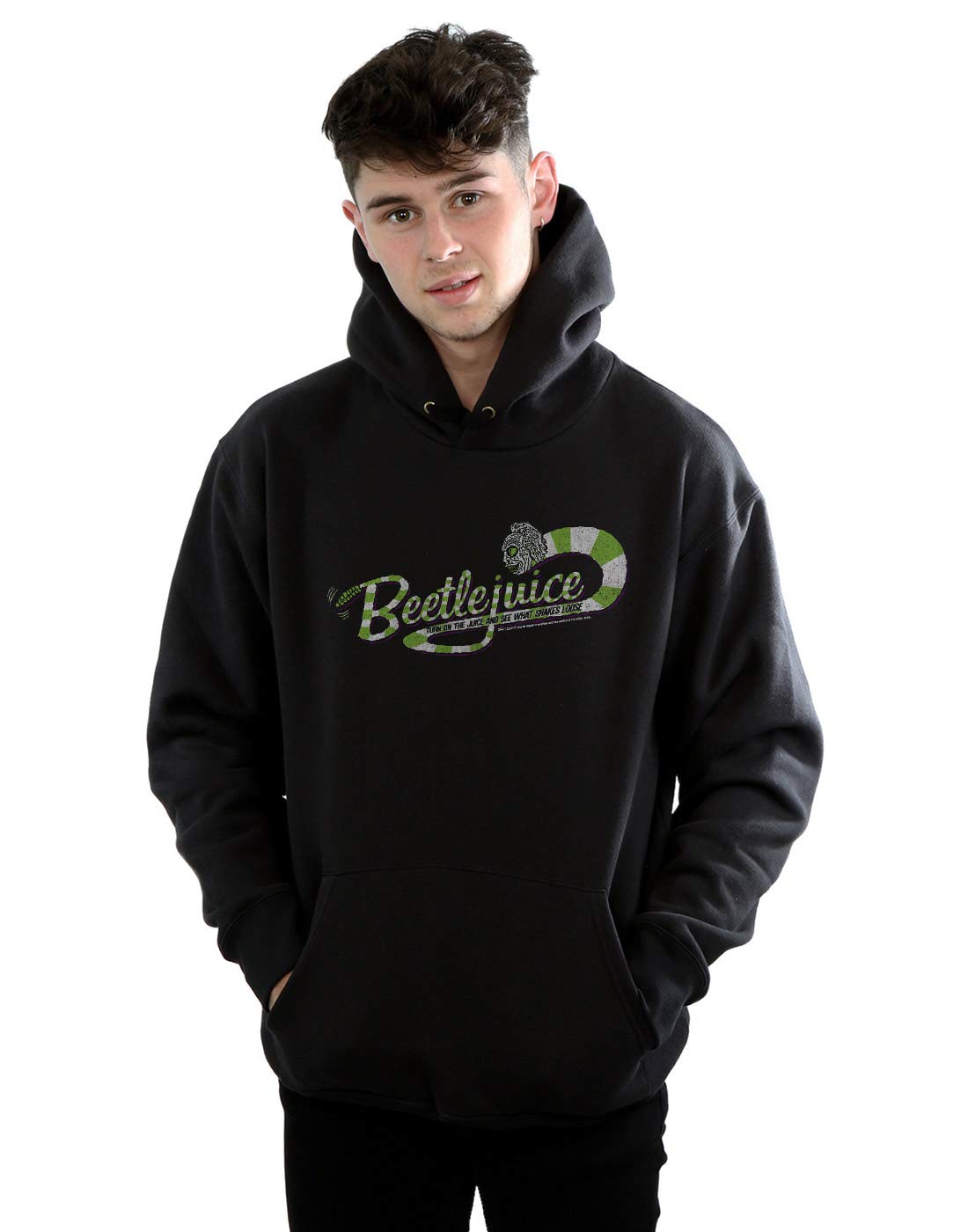 Absolute Cult Beetlejuice Men's Sandworm Alt Logo Hoodie Black XXXXX-Large