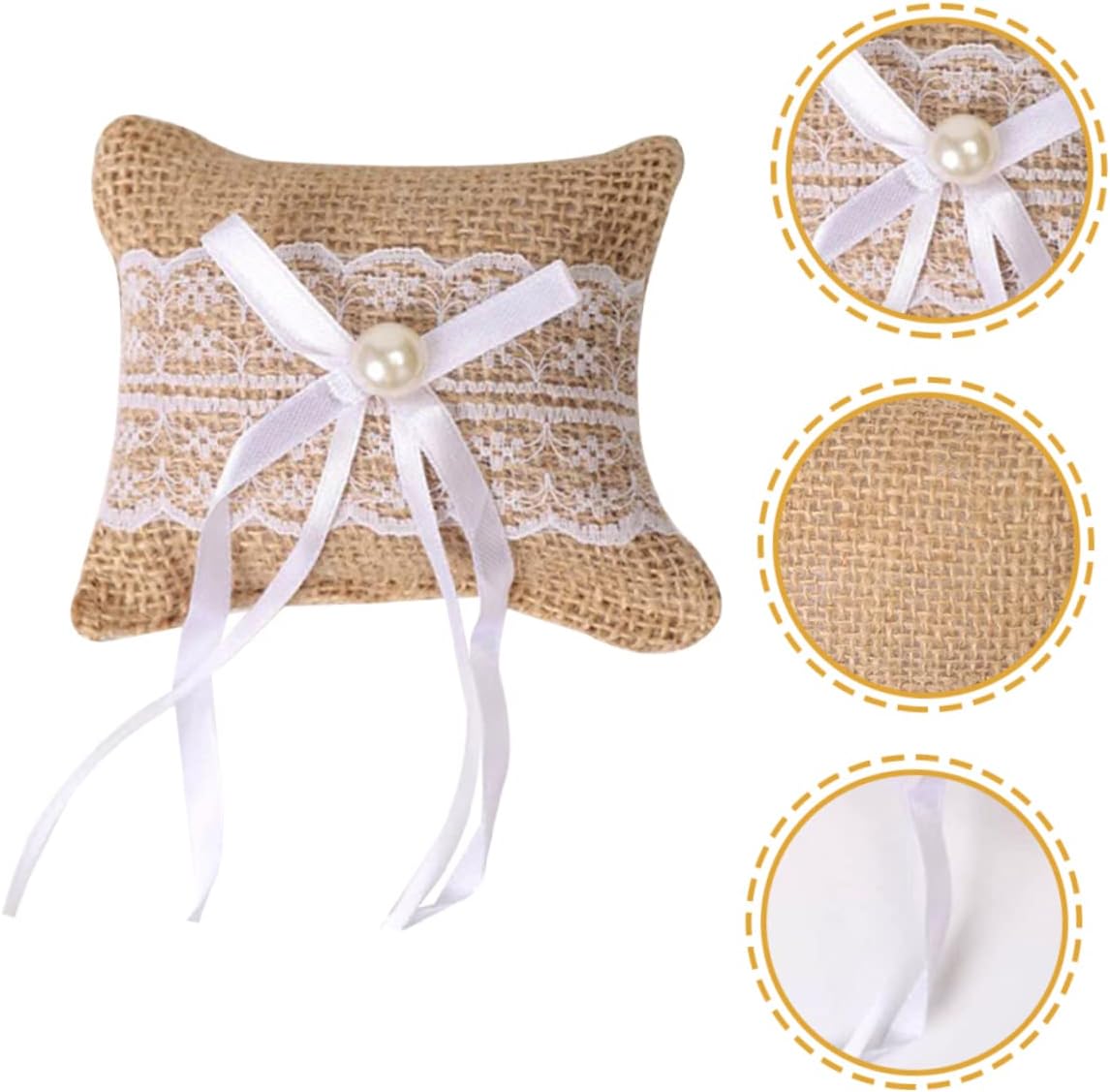 Rustic Ring Bearer Pillows Burlap Wedding Pillow Holder for Wedding Ring Decorative Pillow for Wedding