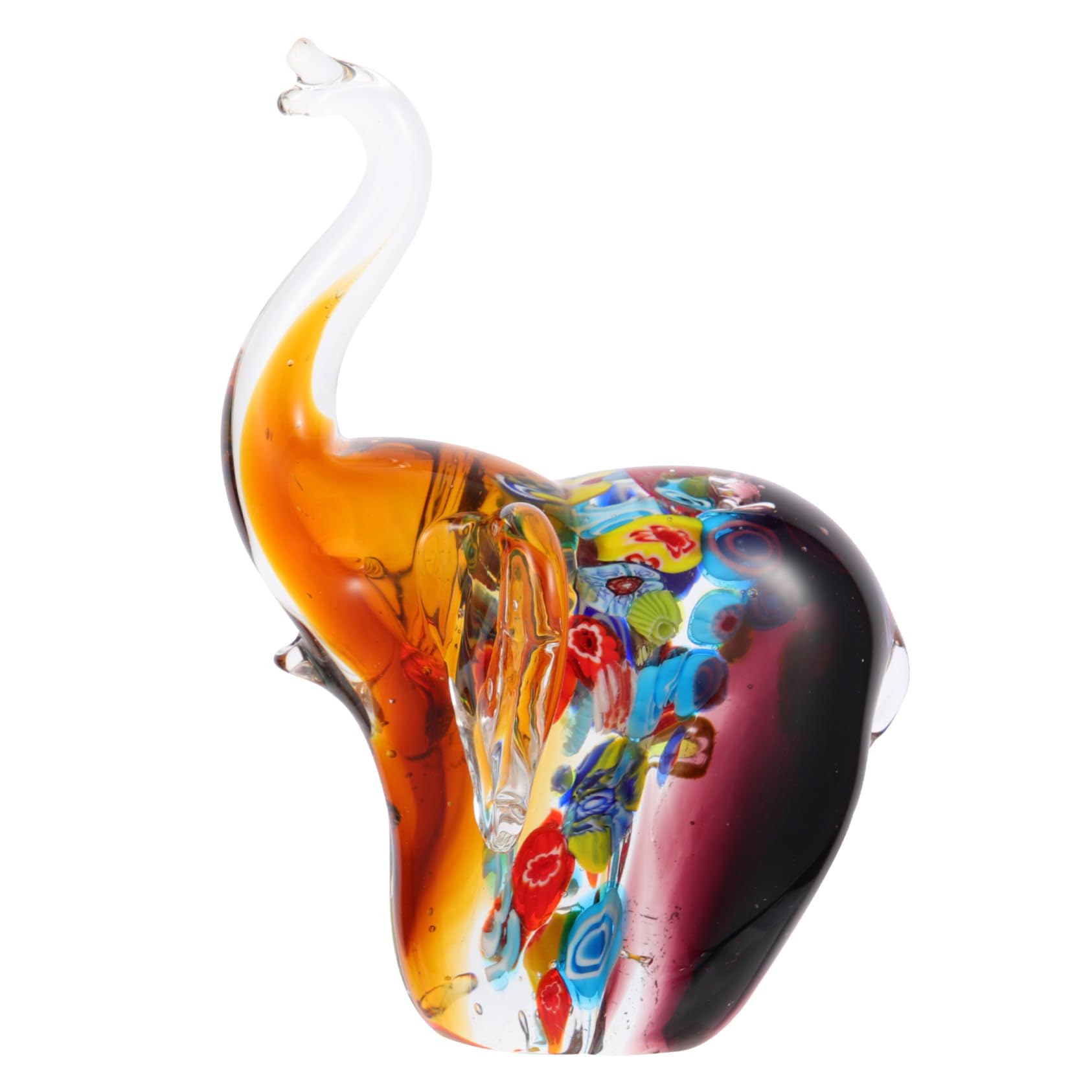 Figurine éléphant en verre coloré : ornement décoration bureau et maison