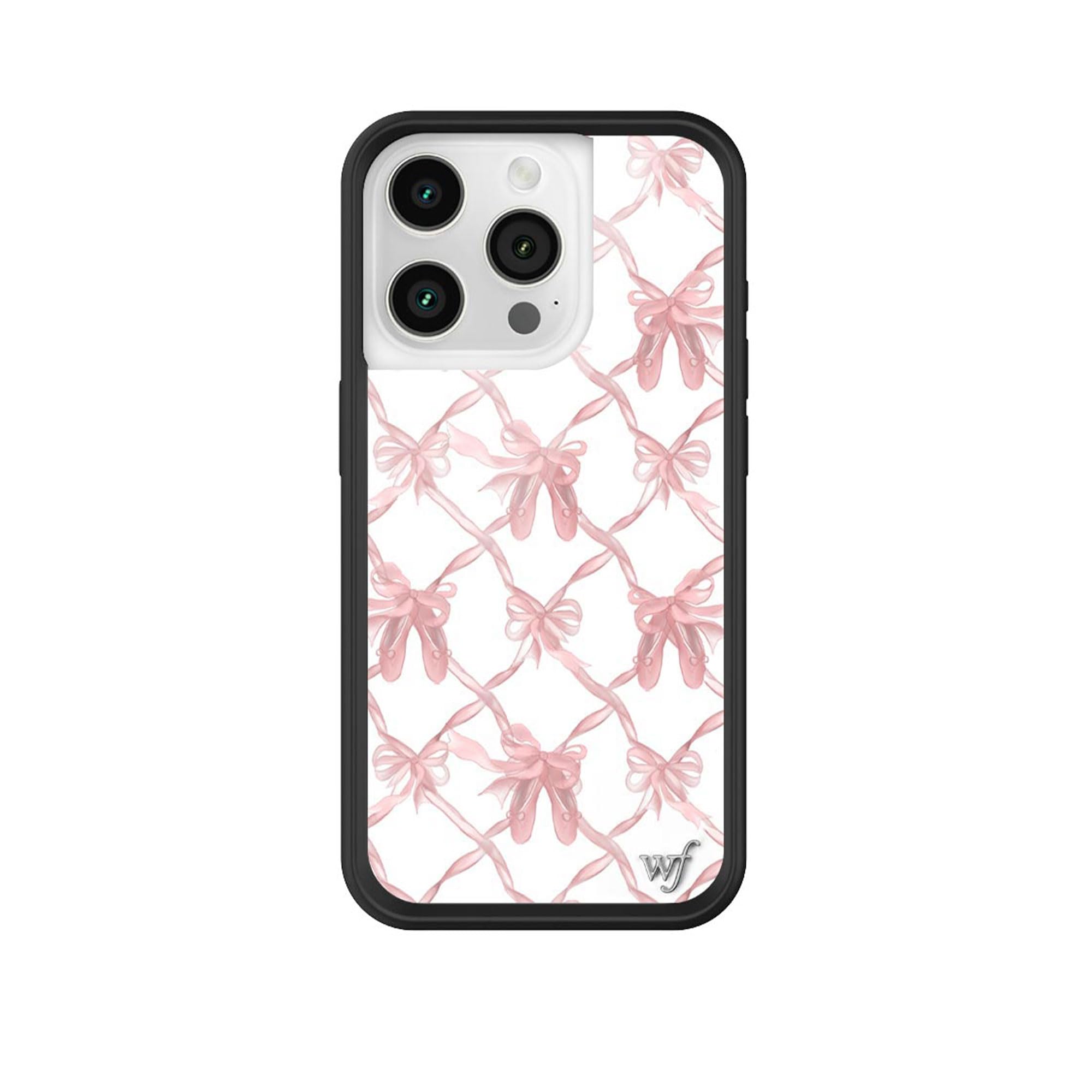 Wildflower Cases - On Pointe, Compatible with Apple iPhone 16 Pro | Pink White Bows Wf Girl Aesthetic Ballet Cute Trendy - Protective Black Bumper, 4ft Drop Test Certified, Women Owned Small Business