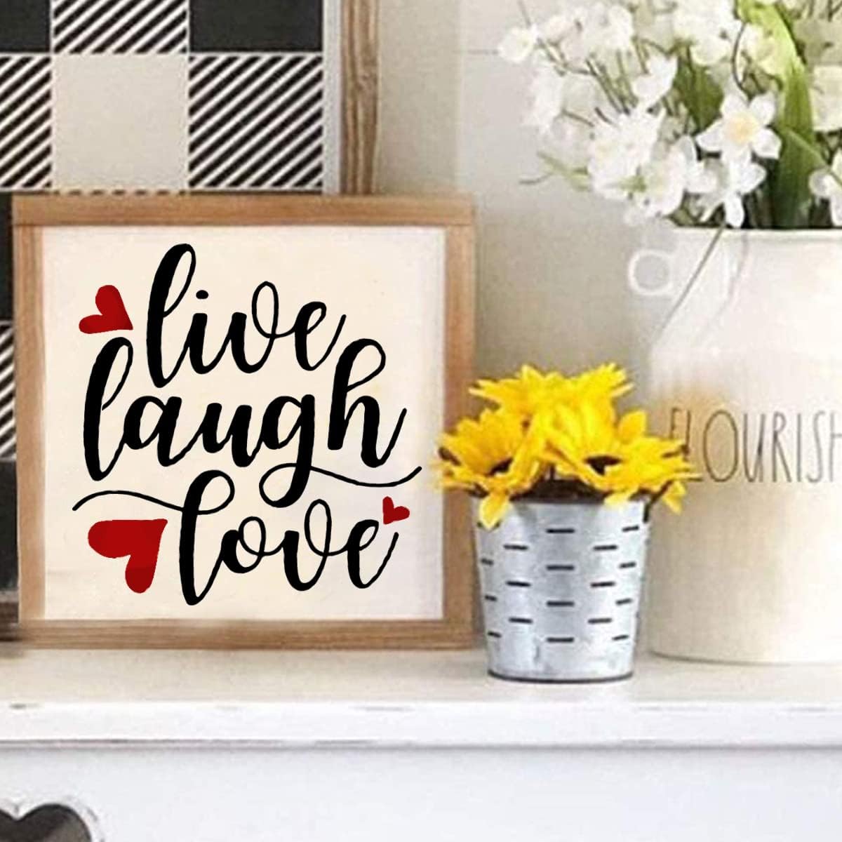 Silk Screen Stencils Reusable Mesh Transfers for Painting on Wood, Tshirts, Fabric & More. Craft Stencils, Silkscreen Stencil Kit Includes Live Laugh Love & Dream image 3