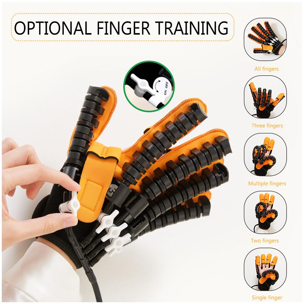 Guantes de Rehabilitación Robóticos, Órtesis para Dedos, Estructura Biónica, para Rehabilitación de Mano(Size:XXL,Color:Derecha)