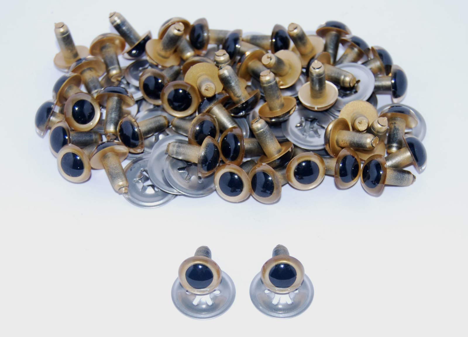 celloexpress 21mm Gold Pearl Crystal Eyes with Metal Backs - Safety Eyes for Soft Toy Teddy Bear Animal Making (Pack of 50 Pairs)