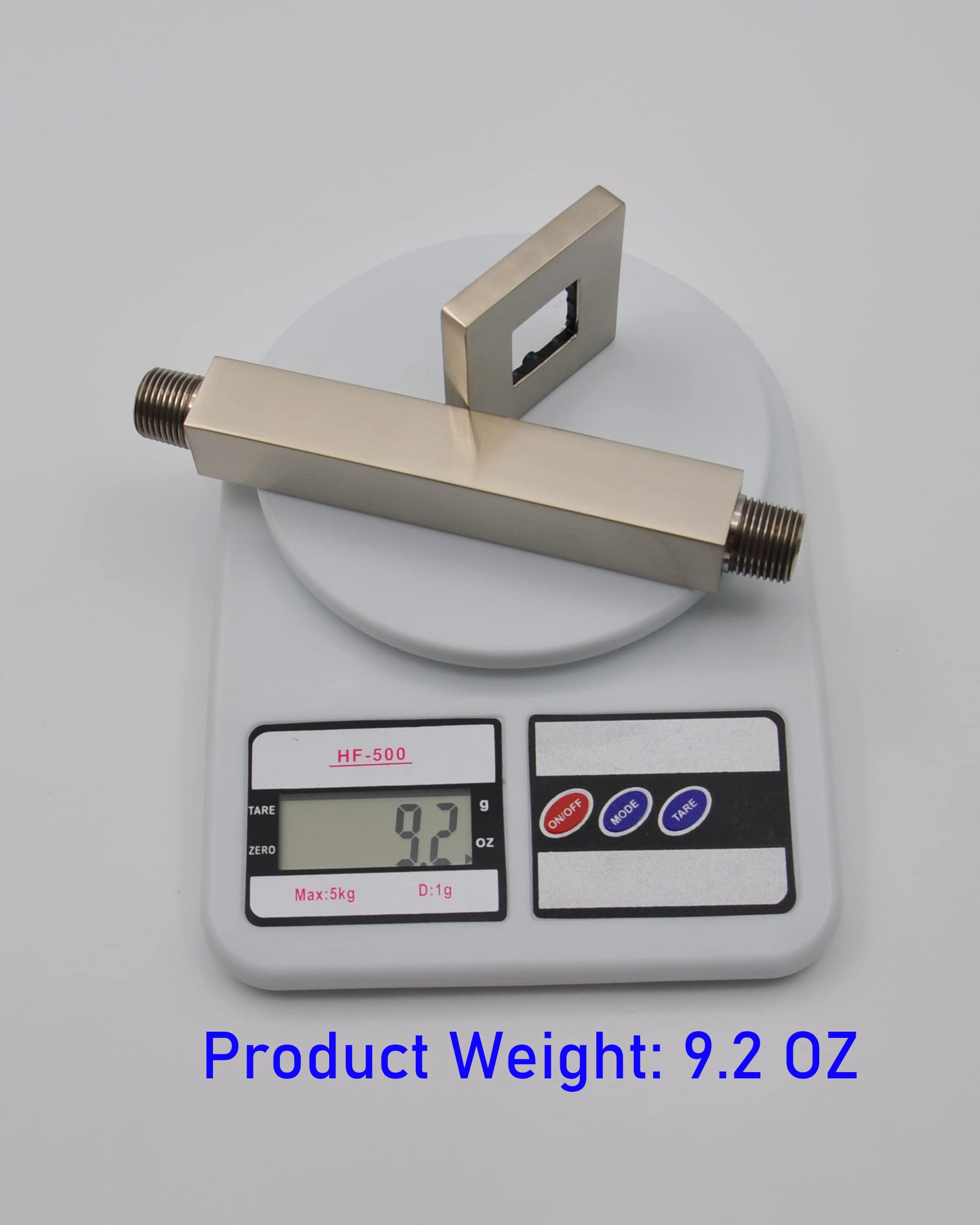 Brazo de ducha y brida Aquaiaw, 6 pulgadas, latón macizo, cuadrado, brazo de ducha recto, brazo de extensión de cabezal de ducha de techo, ambos 1/2 NPT, brazo de cabezal de ducha universal