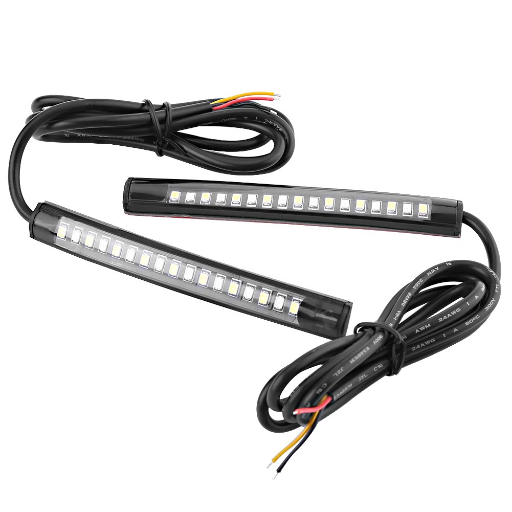 Keenso 17 bandes lumineuses LED SMD flexibles universelles 2 x 12 V Feux de freinage de voiture Clignotant Feu Arrière Bande lumineuse pour Moto Vélo VTT Voiture RV