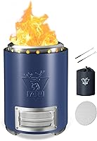 Vista 16 de YEFU Fogata de mesa de 9.7 x 7.1 pulgadas, estufa de campamento de bajo humo para exteriores y patio, alimentada por pellets o madera, fogata