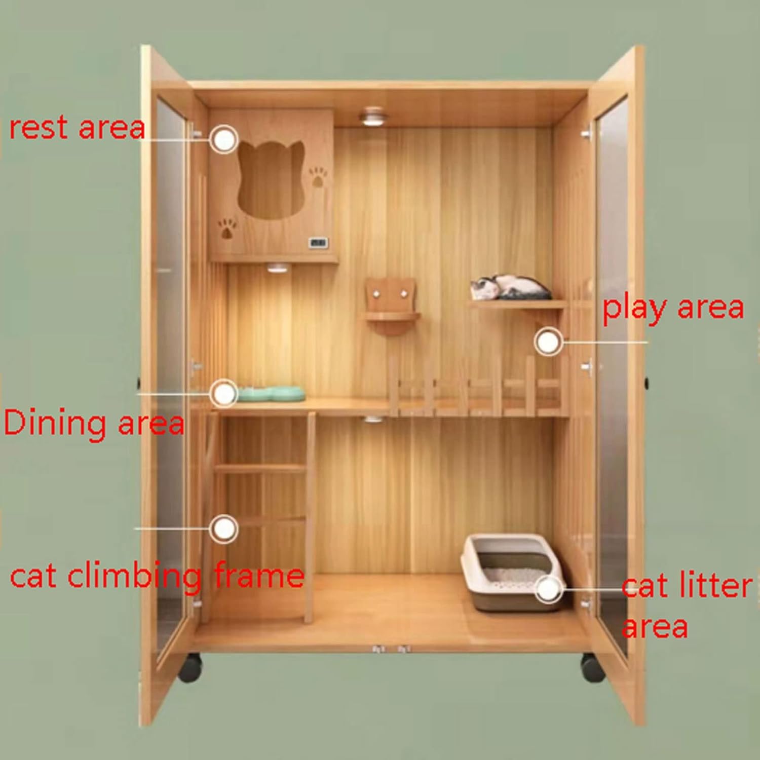 review Cat House/Cat Condo Cat Cage Home Cat Litter Double-Decker Cat Villa Cat House Indoor Cat House Closed Cat Cabinet Wooden Cat House Pet Cage