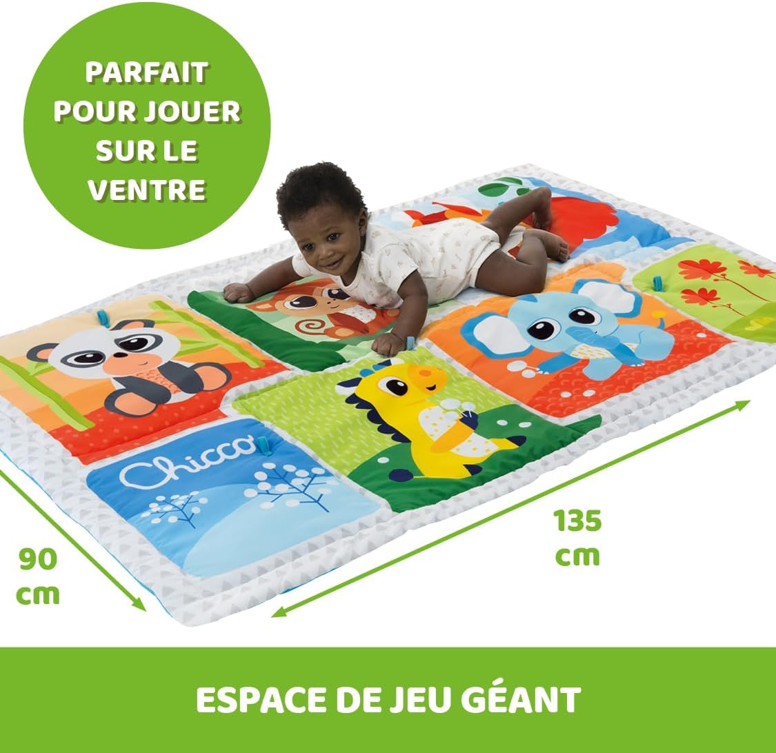 Chicco XXL Forest Mat, Children's Play Mat with Forest Animals, Extra Large 135 x 90 cm, Soft and Colourful – Toy for Children 0+ Months