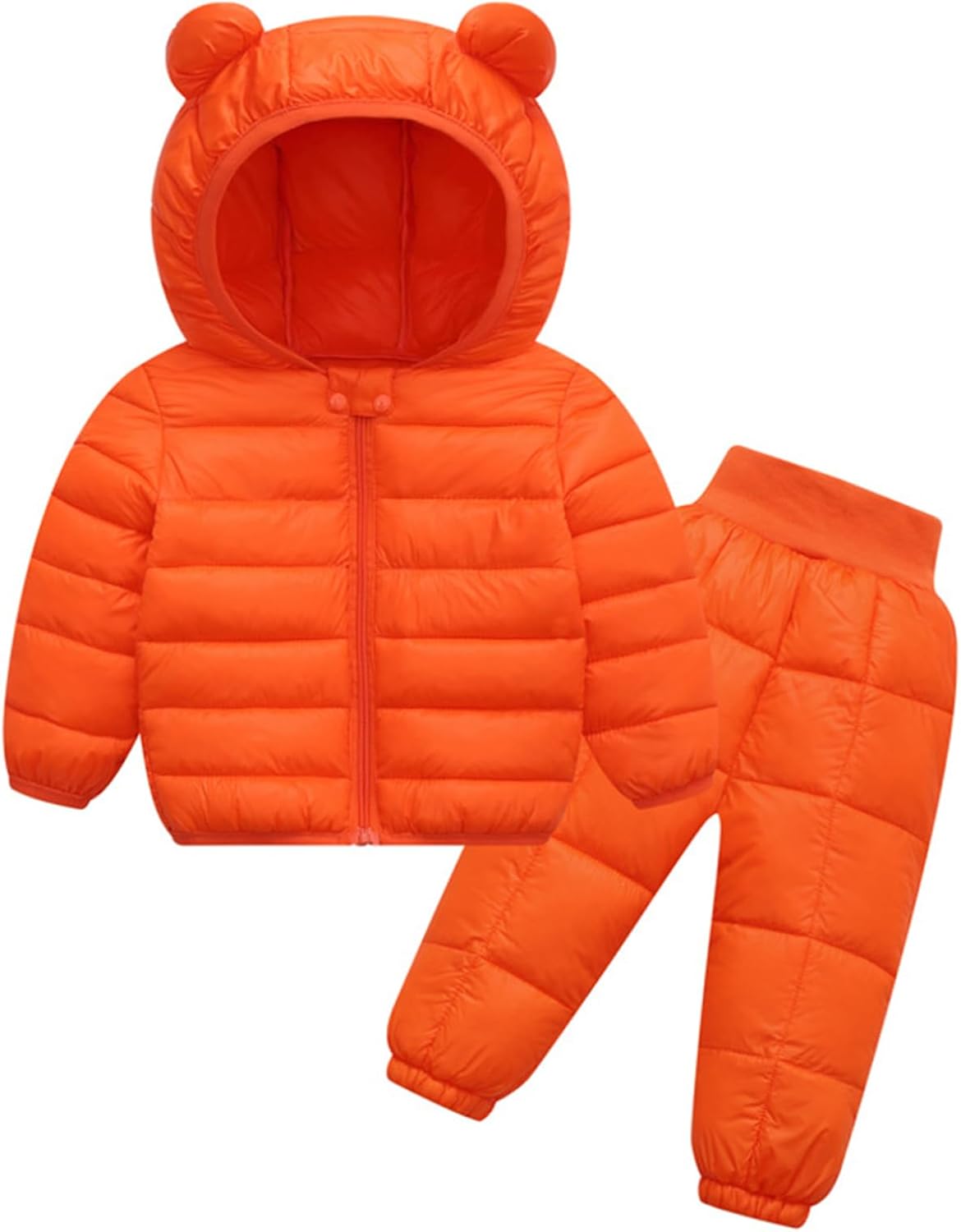 Toddler Baby Winter Snowsuit Outfits Boys Girls Hooded Jacket Coat and Snow Pants Clothes Set