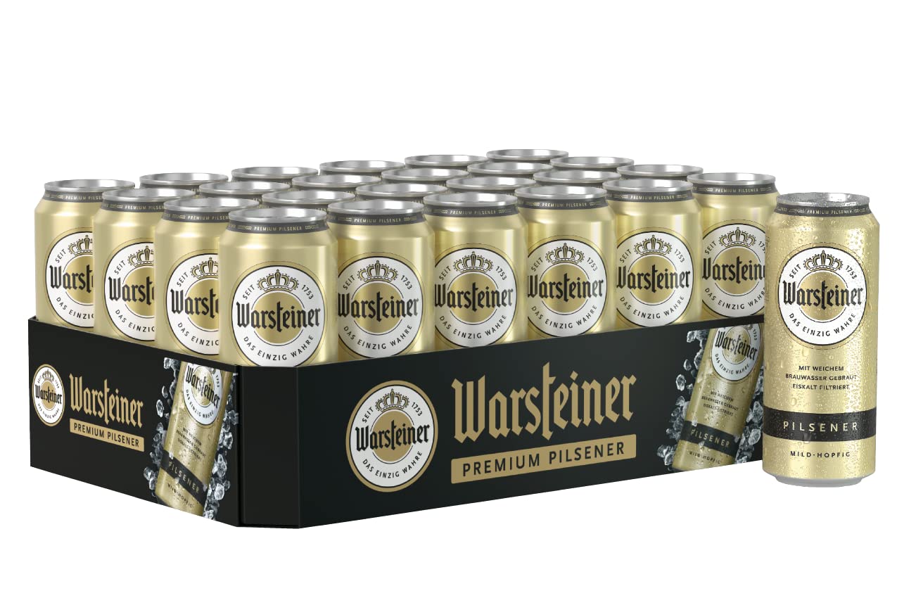 Warsteiner Premium Pilsener 24 x 0.33 L Bier Dose, Einweg, Dosenbier & 0.5 l Dosen Tray DPG EINWEG (24 x 0.5L)