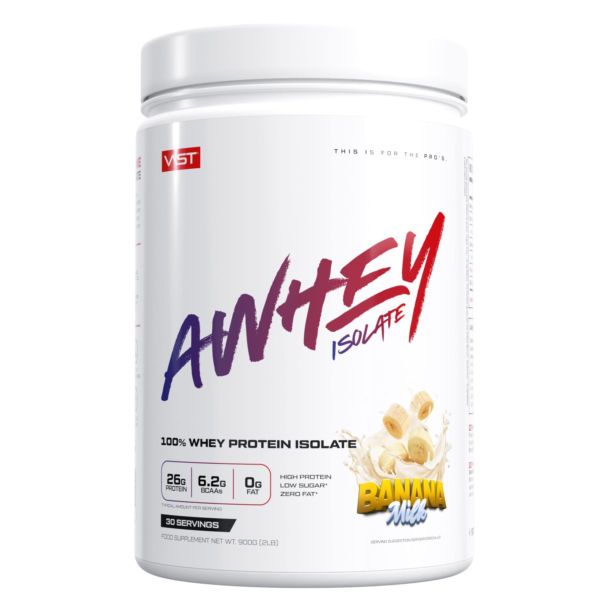 AWHEY – Whey Protein Isolat – 900g Dose – Premium Eiweißpulver reich an EAAs & BCAAs – Zuckerfrei, Glutenfrei, Laktosefrei – 30 Portionen – Made in Germany (Banana Milk, 900g)
