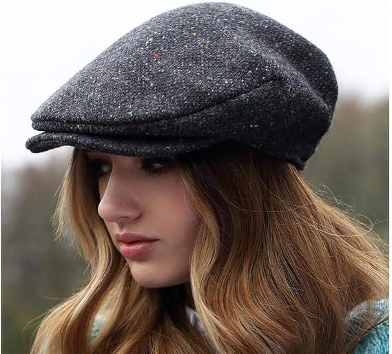 Hanna Hats Traditional Irish Tweed Wool Vintage Cap. Unisex Cabbie Hat. Stud Fastener & Taffeta Lining. 100% Made in Ireland.