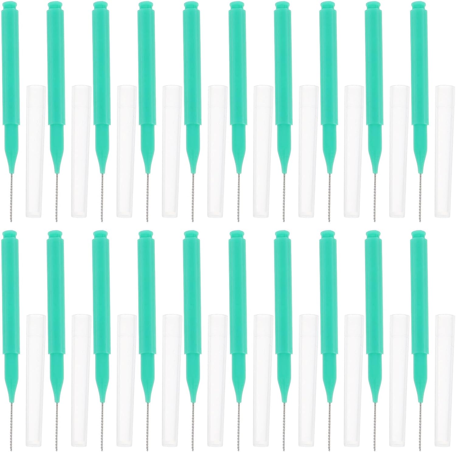 100pcs Green Interdental Brushes Soft Bristled Toothpick Flossing Brush for Plaque Removal and Braces Cleaning Oral Hygiene Care
