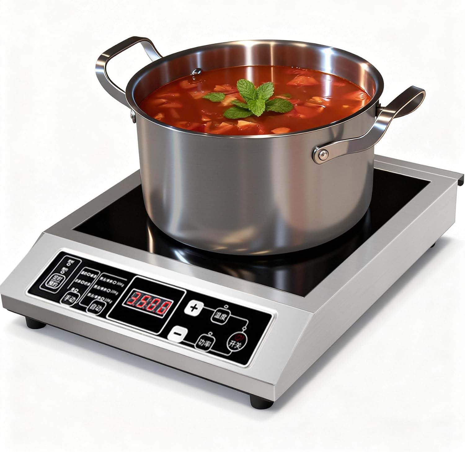 Table de cuisson à induction portable 3500W acier inoxydable avec 8 niveaux de puissance