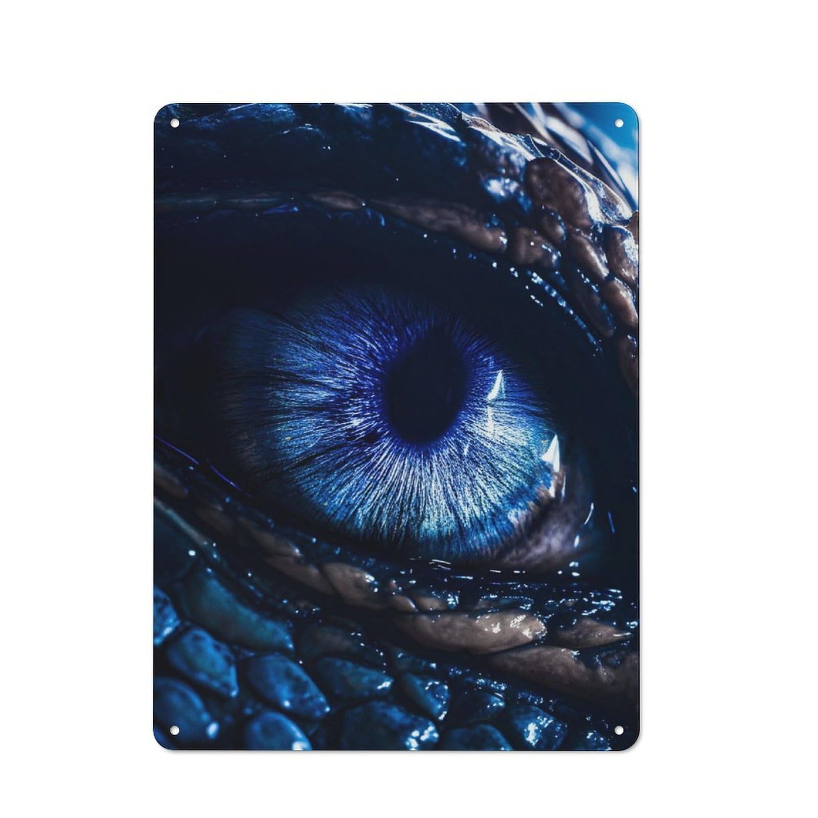 Junmoney Blue Dragon Eye Metal Plaque 40X30cm With For Workshop Wall, Retro Decor, For Garage, Workshop And Man Cave Decoration