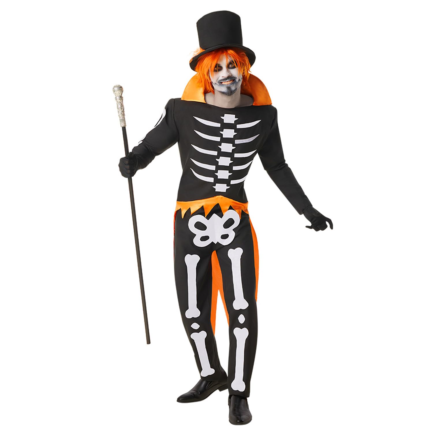 Boland - Men's Groovy Skeleton Costume Set with Shirt, Trousers and Hat for Halloween, Carnival and Theme Parties, Skeleton