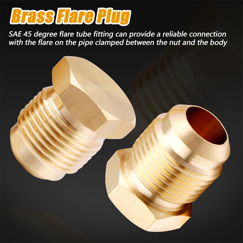 pz Tappo svasato in ottone Raccordo per tubo svasato SAE Tappo esagonale per tubo a 45 gradi Tappo di tenuta per 1/4" 5/16" 3/8" 1/2"