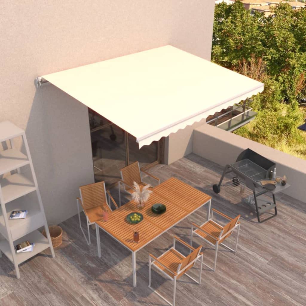 Auvent manuel rétractable 400x350 pour terrasse avec toile polyester imperméable