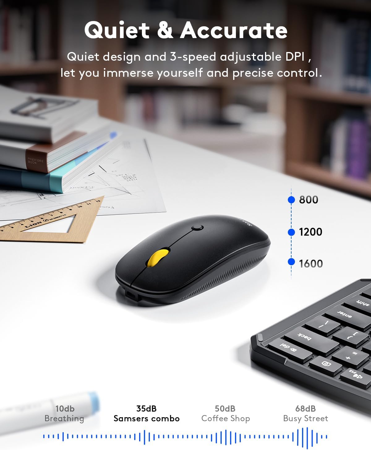 Ergonomic Foldable Keyboard and Mouse, Samsers KM09 Split Folding Bluetooth Keyboard Combo, 2.4G + BT5.0 x2, 6-Row Layout Portable Travel Keyboards & USB-C Wireless Mouse for iOS Android Windows MacOS