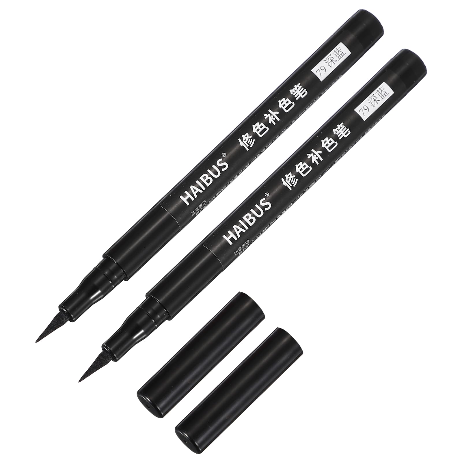 PATIKIL 5.71 Inches Fabric Marker Pen, 2 Pcs Fabric Brush Point Marker Quick Dry Waterproof for DIY Canvas Denim Linen Clothing Color Repairing, Dark Blue