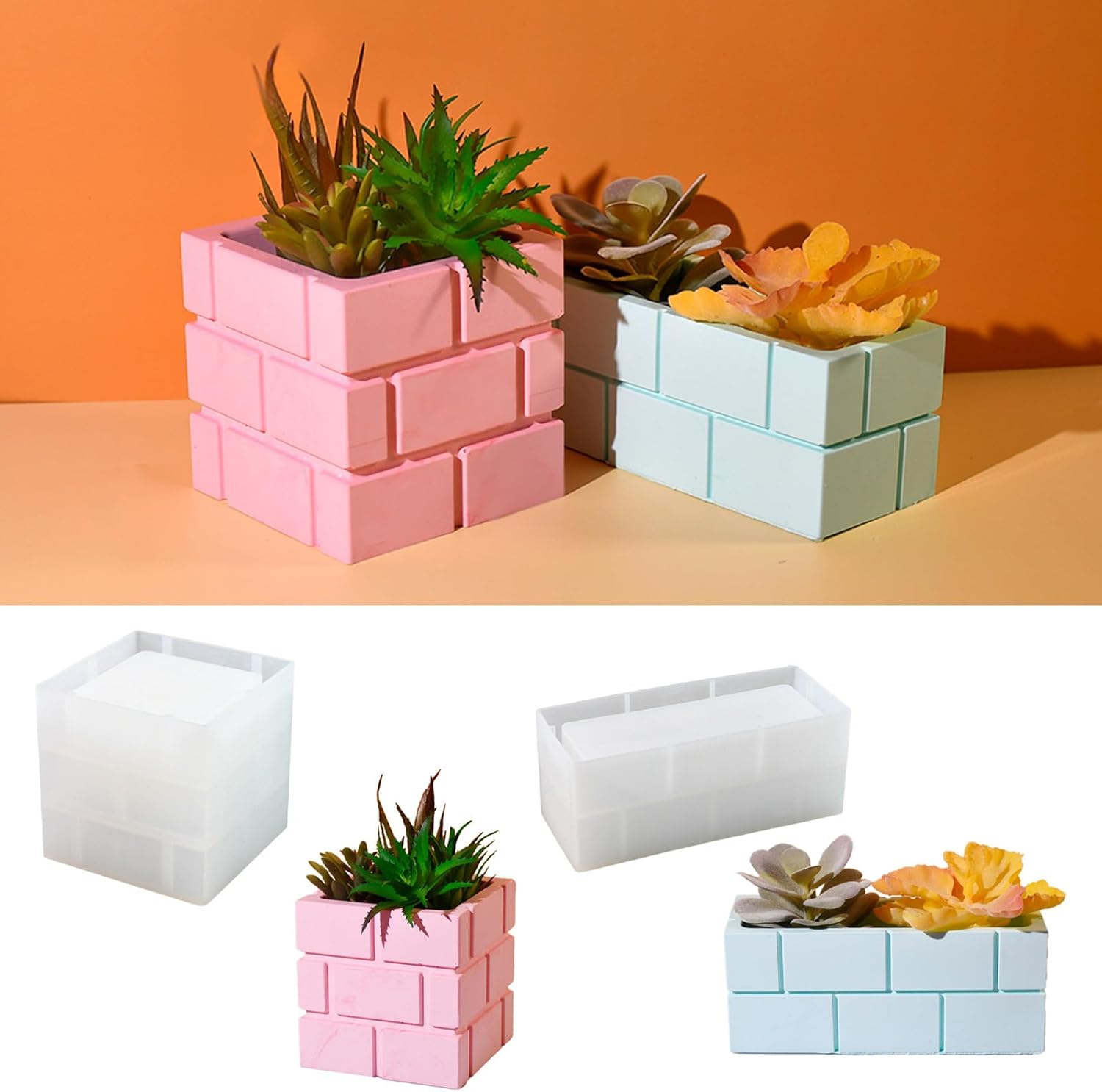 Square Rectangle Plaster Concrete Flower Pot Silicone Mold Succulent Planter Vase Cement Clay Mold Epoxy Resin Pen Holder Storage Box Mould (Square)