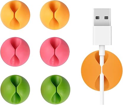 Cable Clips Cord Holder 6pcs Cable Wire Adhesive Cord Management Holder for Desk Suitable for Home and Office Color8
