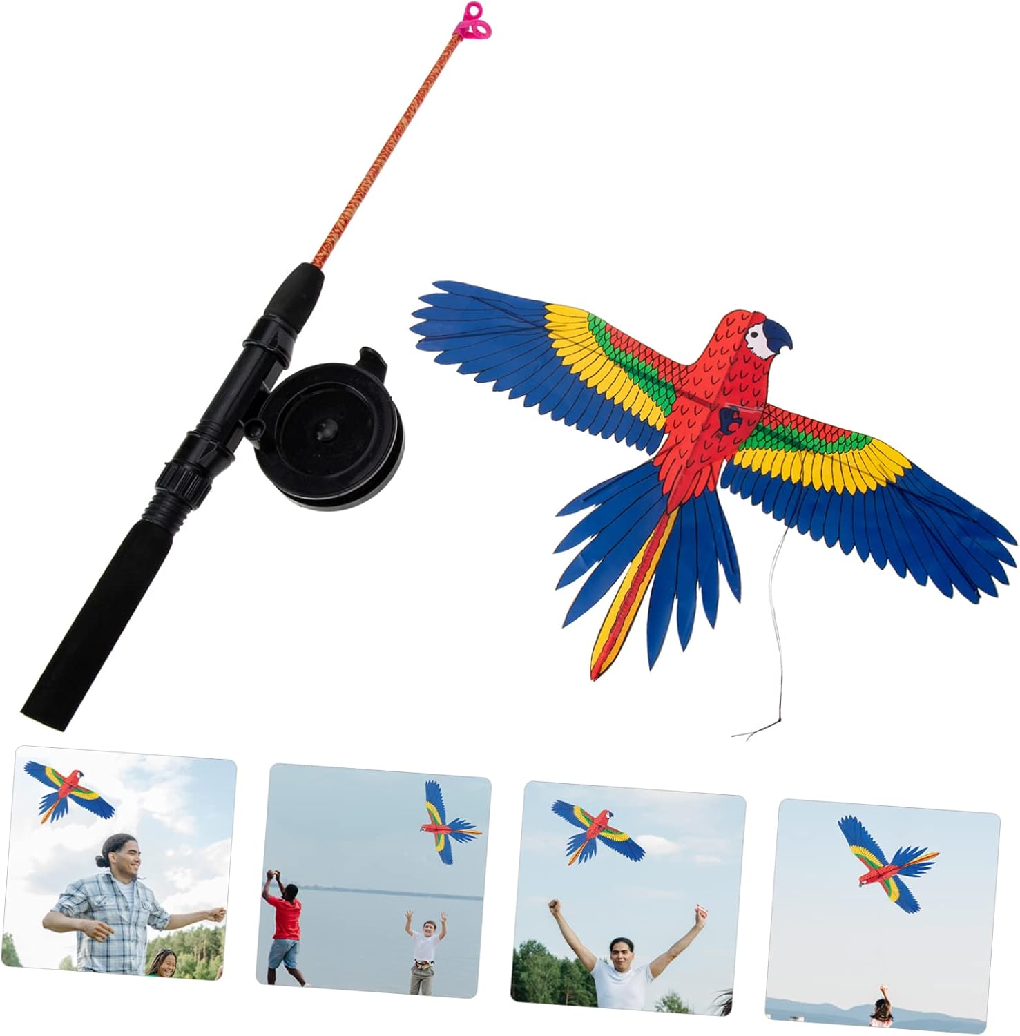 Wildlife- Rod Kite Toy PE ABS for Outdoor Beach Beginners | Lightweight, Vivid Lifelike Design, Includes Fishing Pole and String, Easy to Use for Boys and Girls and Adults
